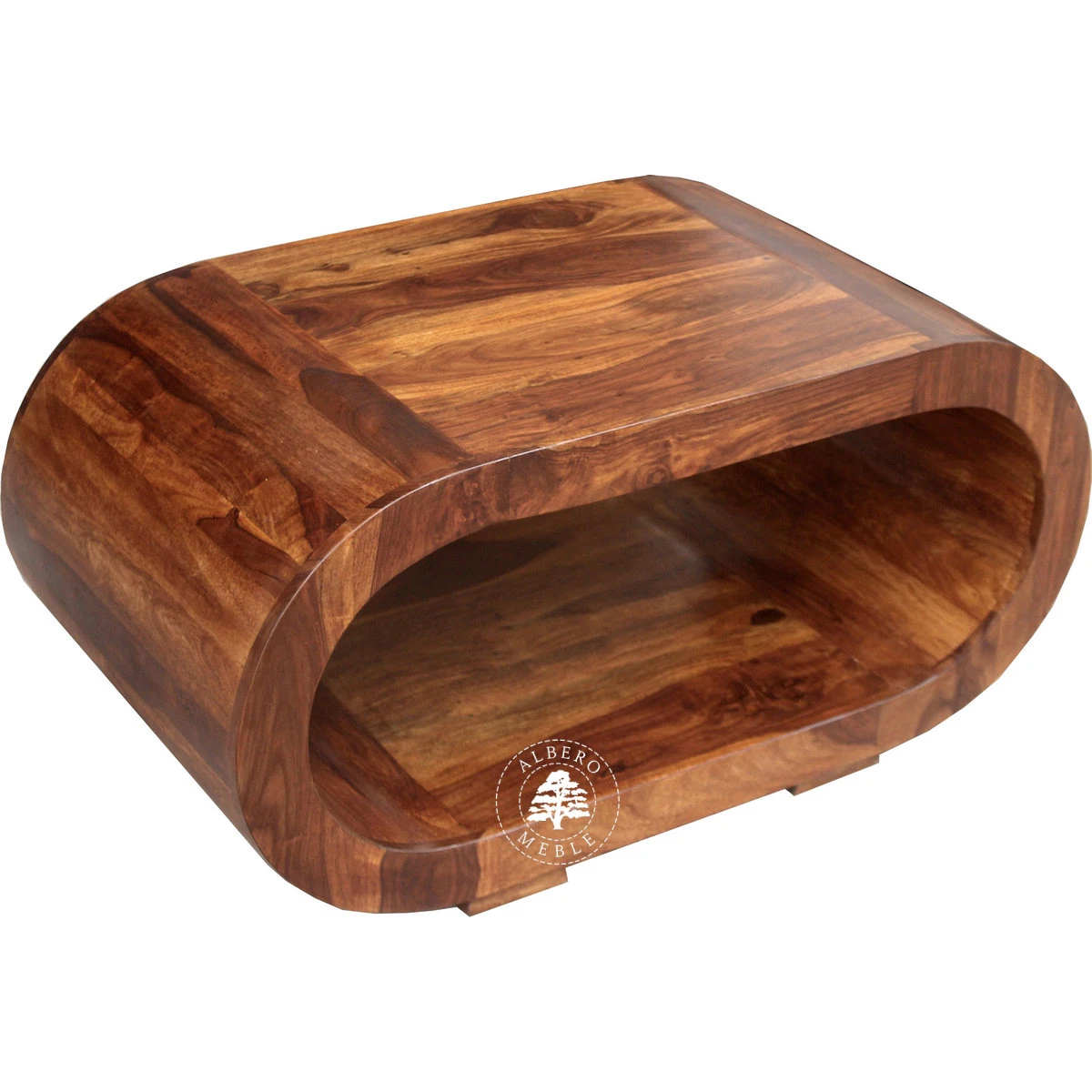 Owalna drewniana ława kawowa