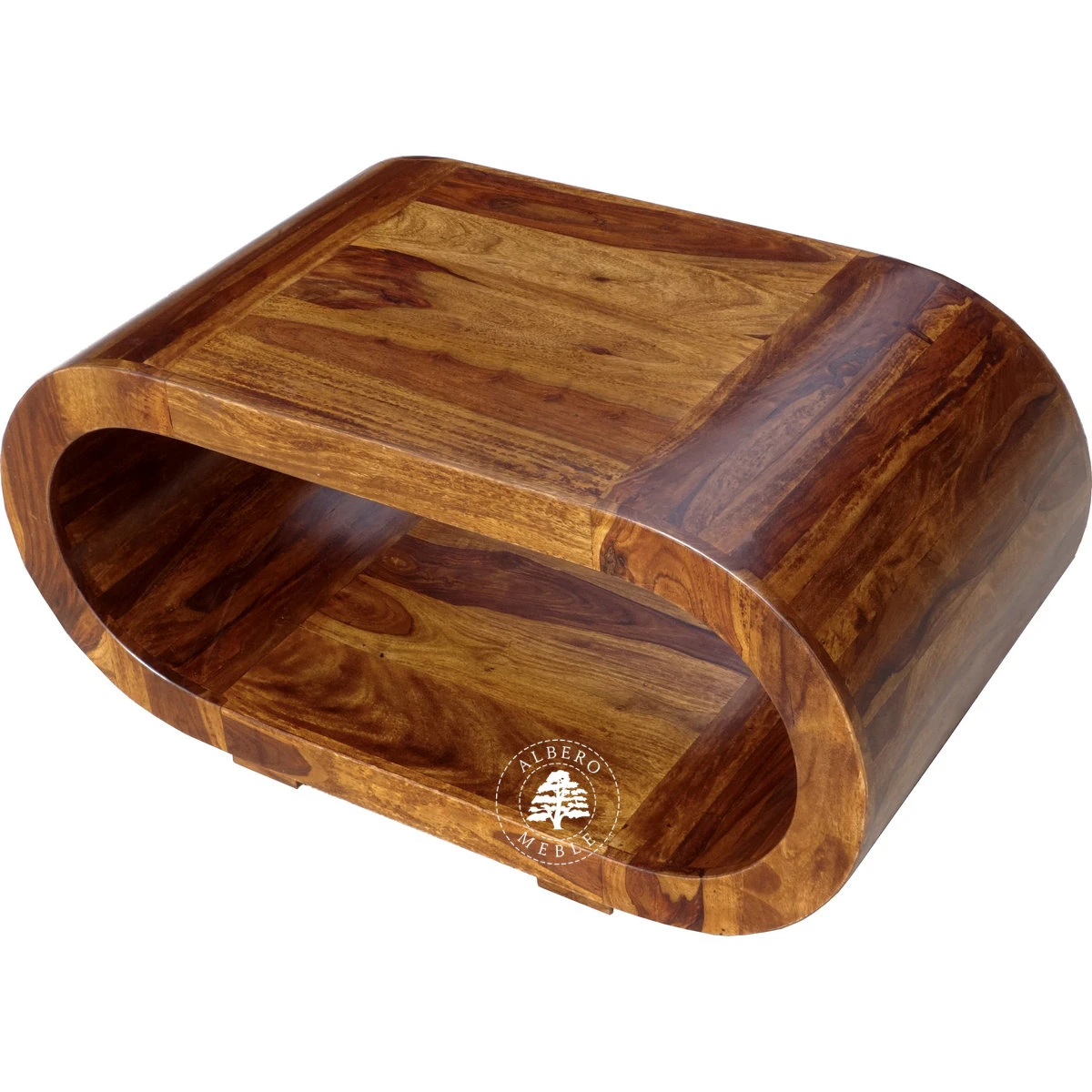 Owalna drewniana ława kawowa