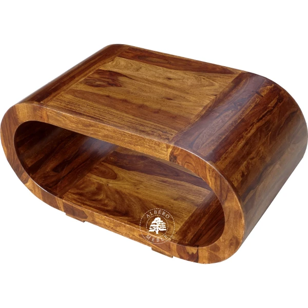 Owalna drewniana ława kawowa