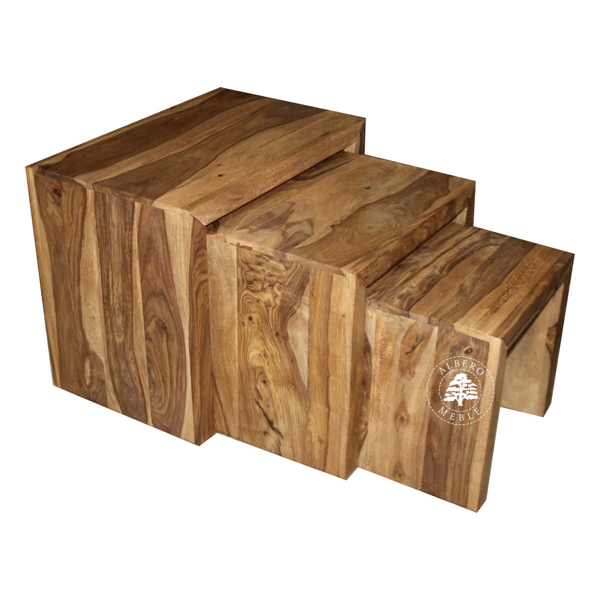 Zestaw nowoczesnych stolików z drewna litego palisander