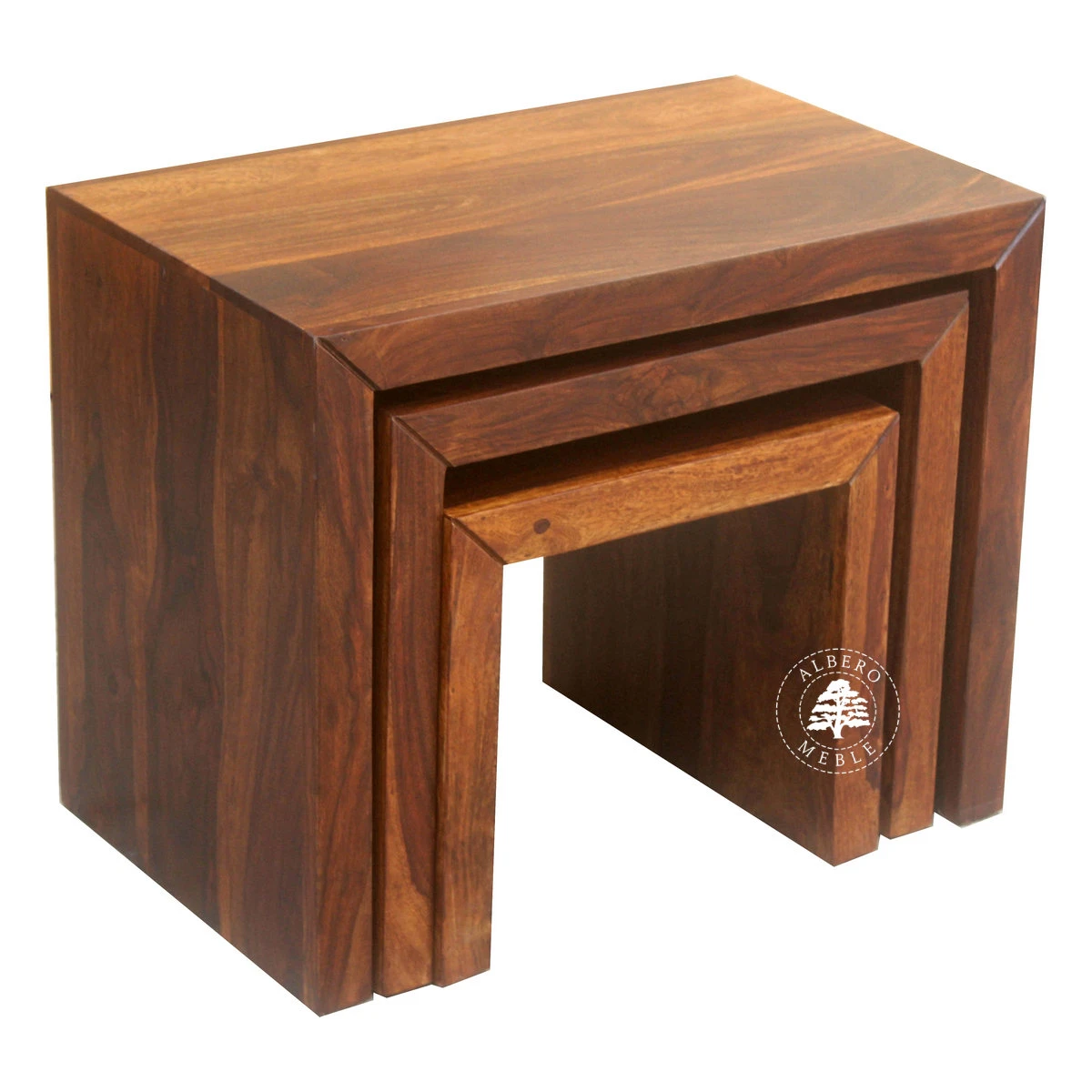 Zestaw nowoczesnych stolików z drewna litego palisander