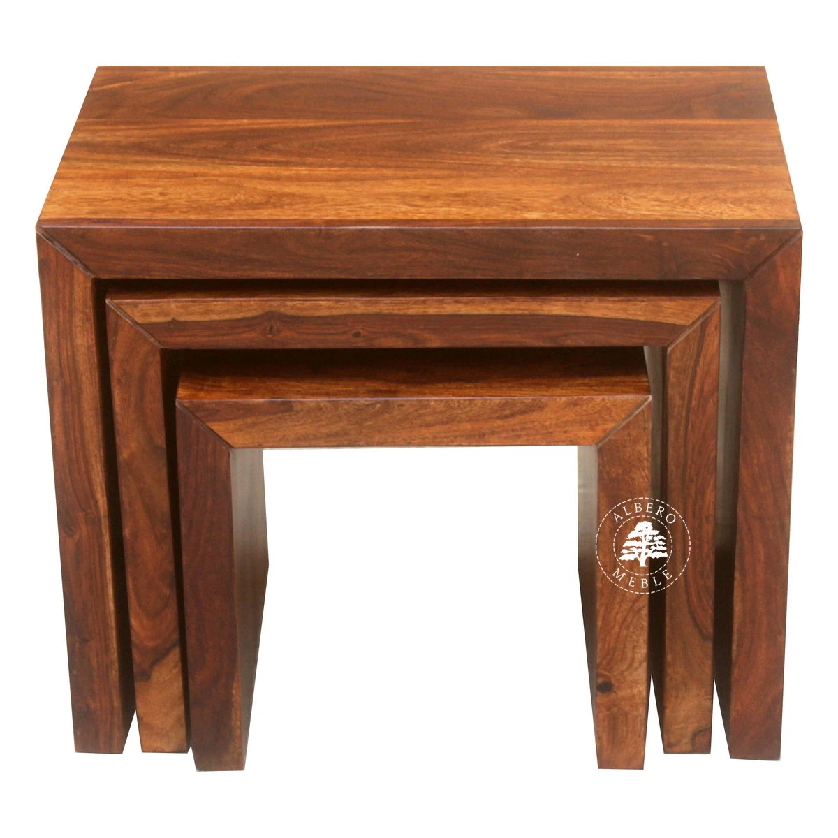 Zestaw nowoczesnych stolików z drewna litego palisander