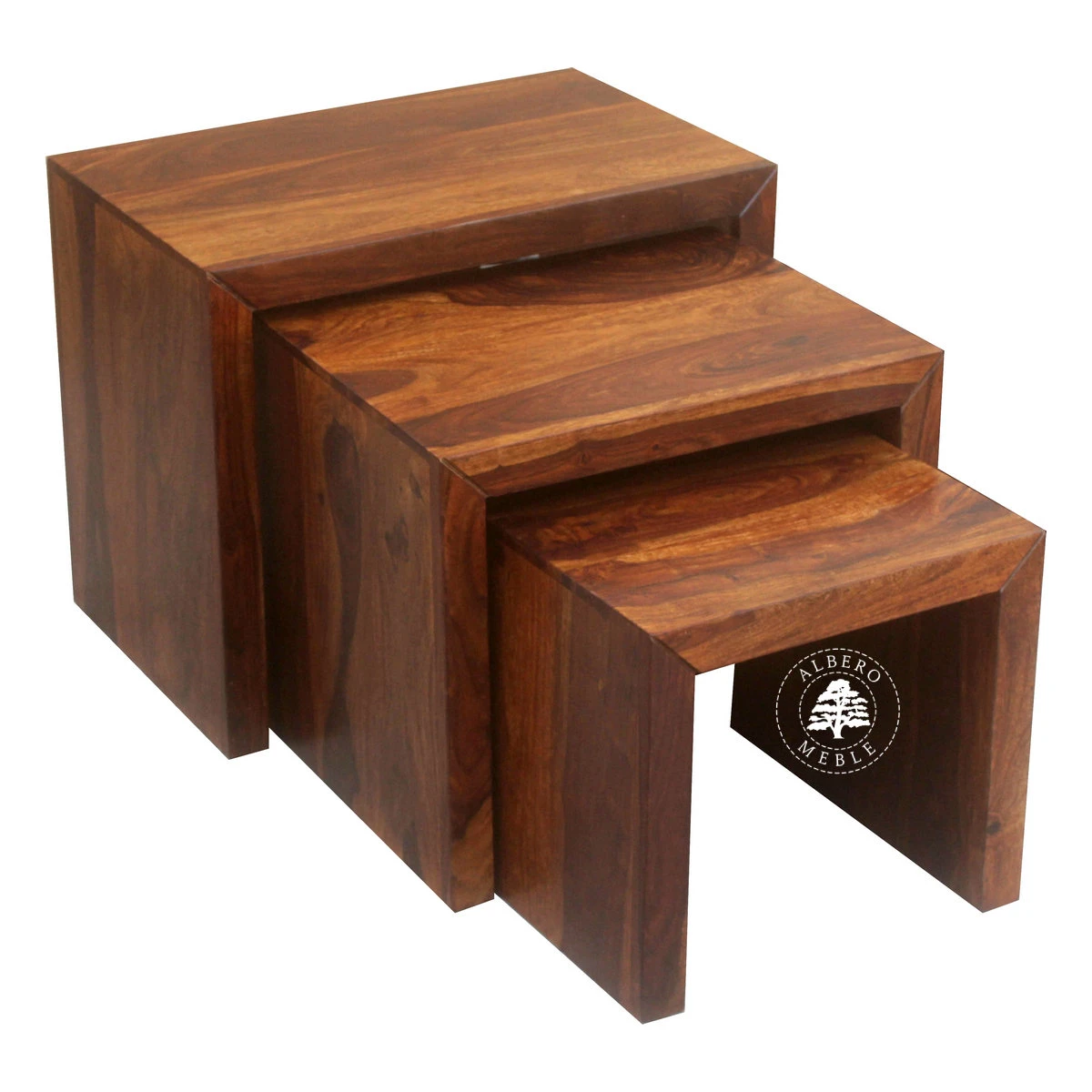 Zestaw nowoczesnych stolików z drewna litego palisander