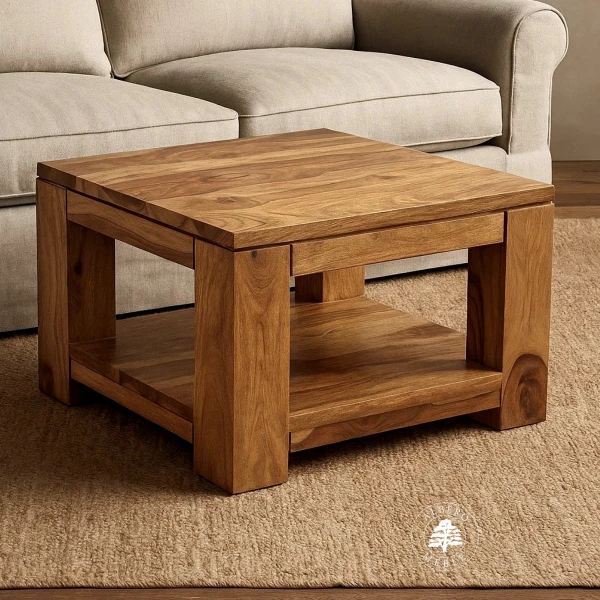 Nowoczesny stolik drewniany z dolną półką GOA