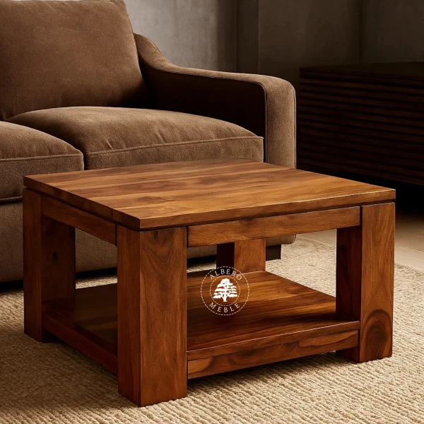 Nowoczesny stolik drewniany z dolną półką GOA