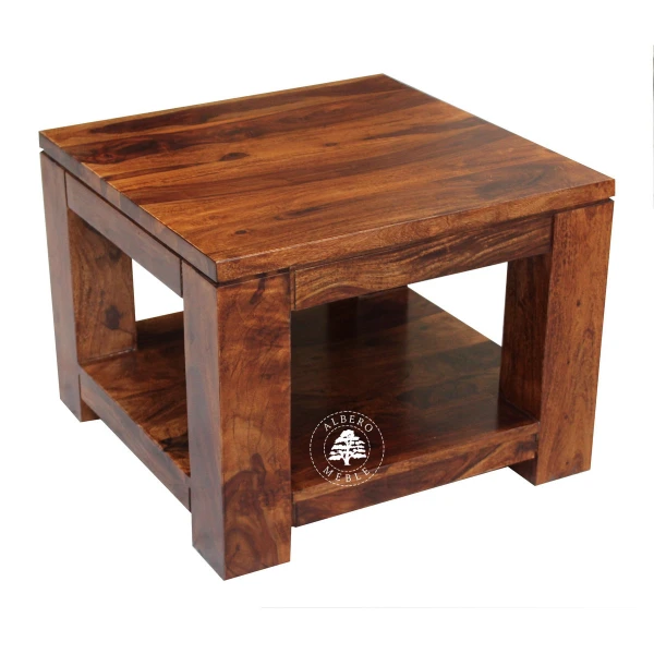 Nowoczesny stolik drewniany z dolną półką GOA