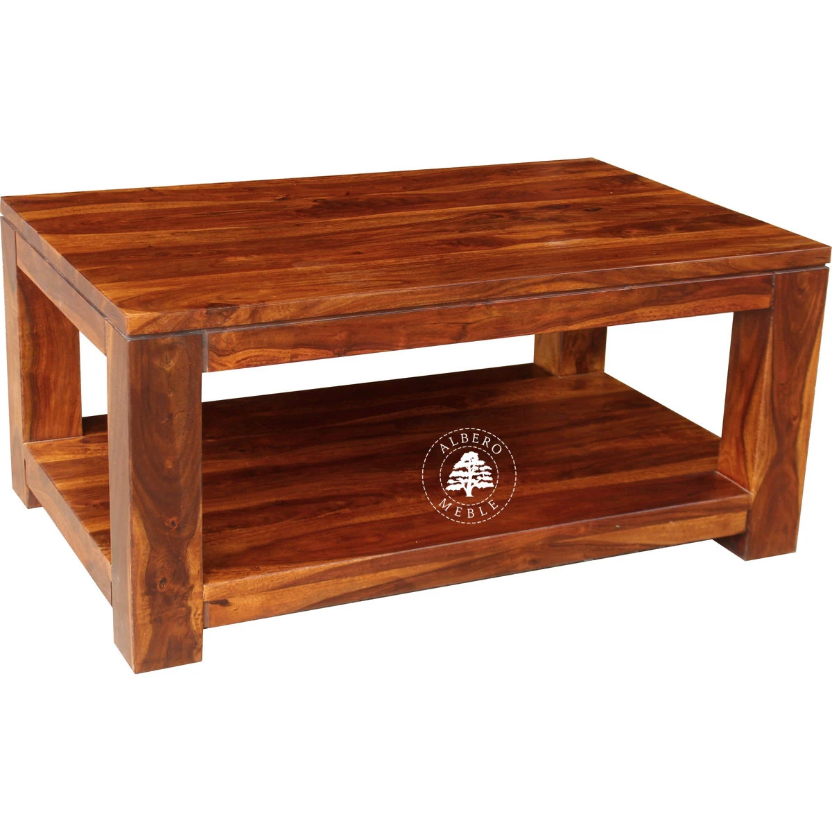 Prostokątny stolik kawowy na drewnianych nogach