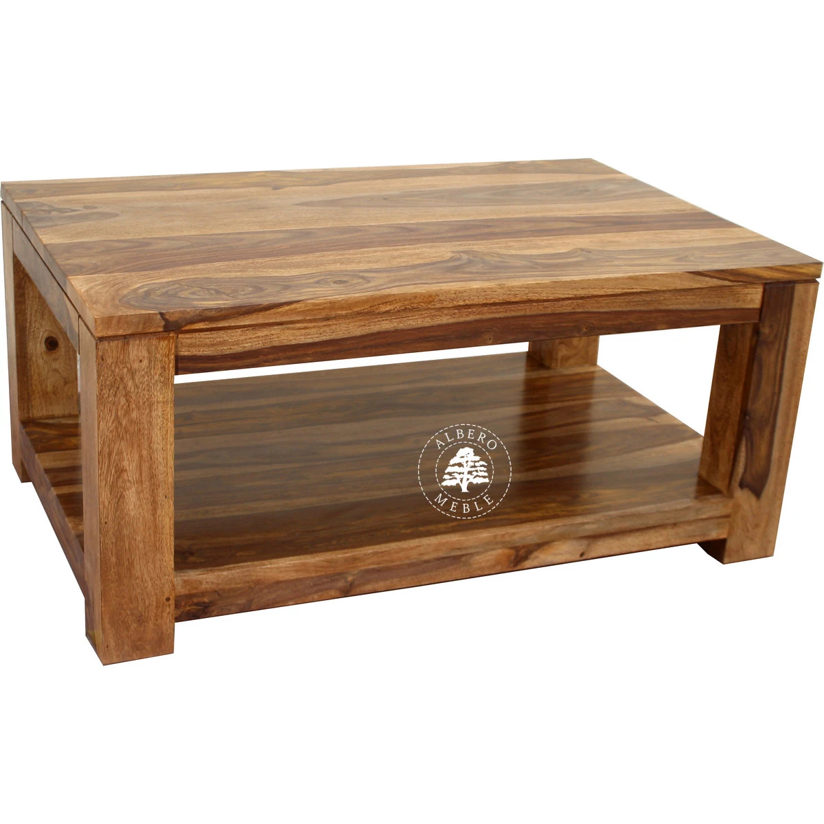 Prostokątny stolik kawowy na drewnianych nogach