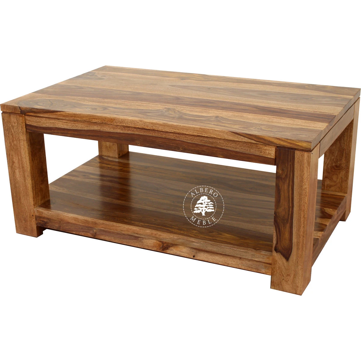 Prostokątny stolik kawowy na drewnianych nogach