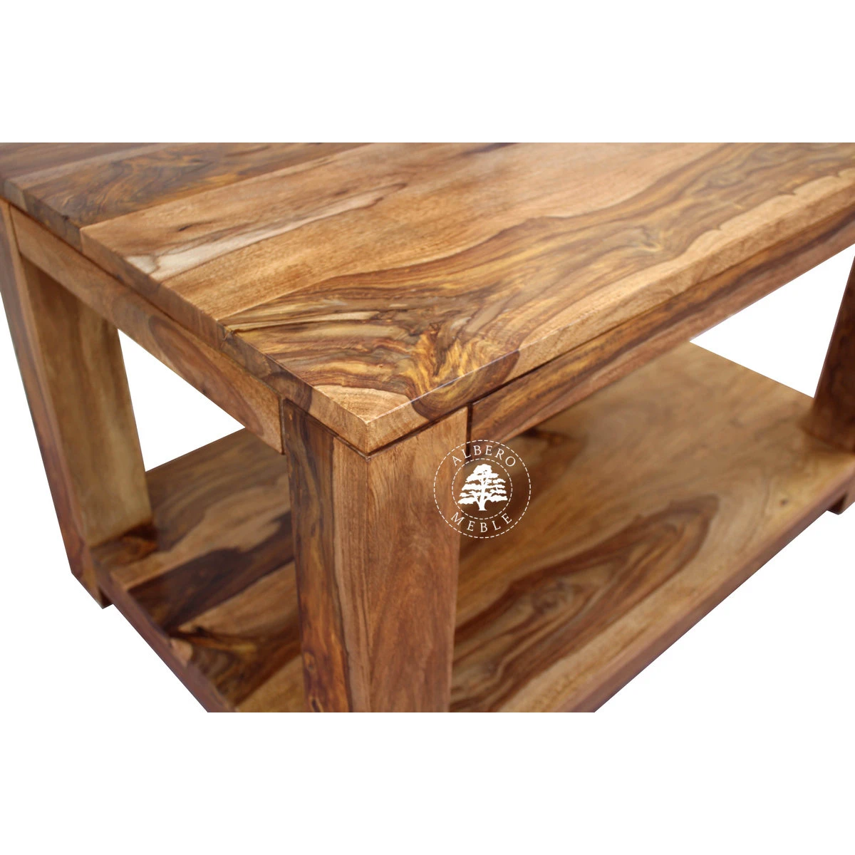 Prostokątny stolik kawowy na drewnianych nogach