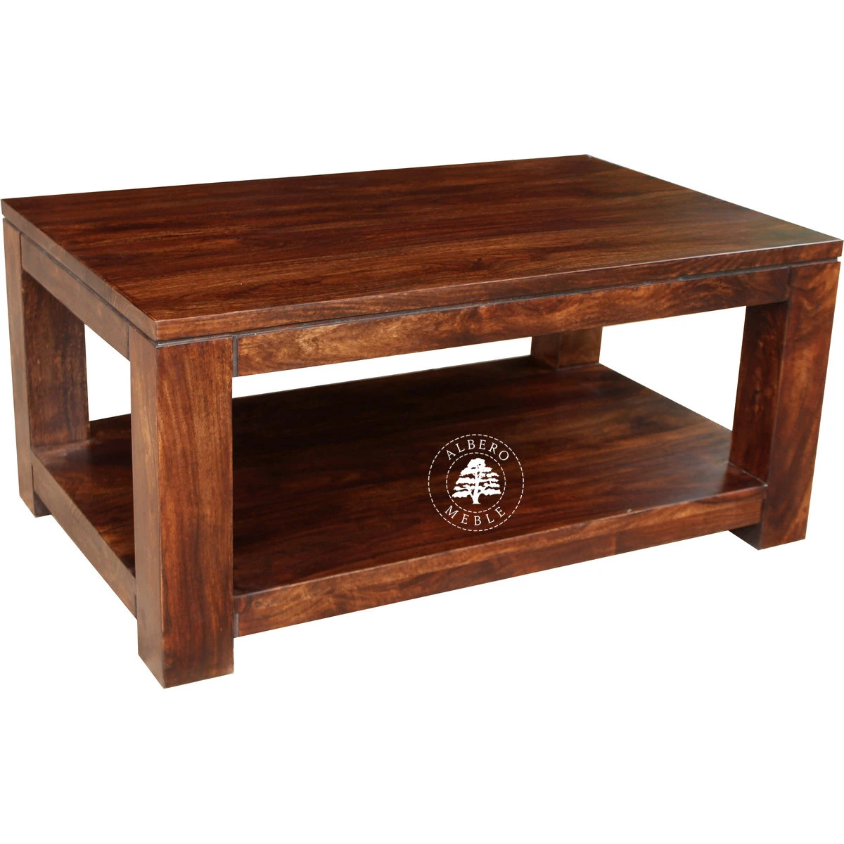 Prostokątny stolik kawowy na drewnianych nogach