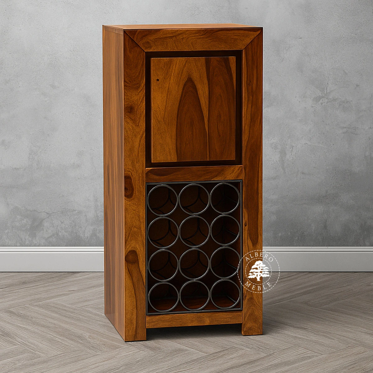 Nowoczesna szafka na wino z naturalnego drewna