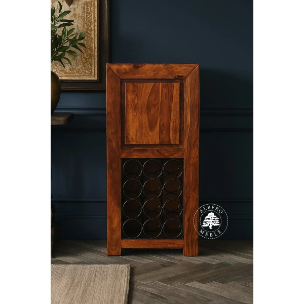 Nowoczesna szafka na wino z naturalnego drewna