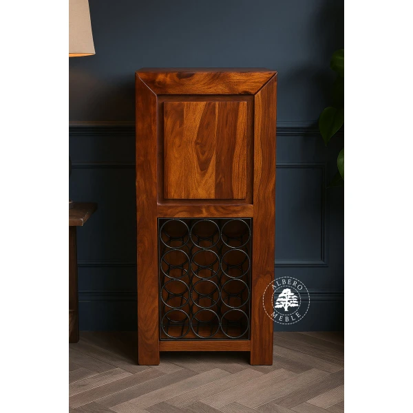 Nowoczesna szafka na wino z naturalnego drewna