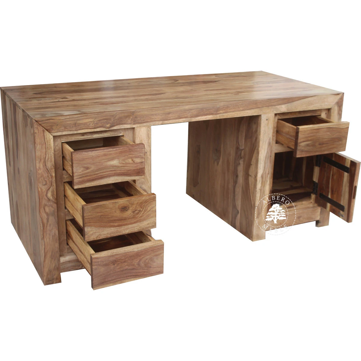 Duże nowoczesne biurko z naturalnego drewna palisander do g