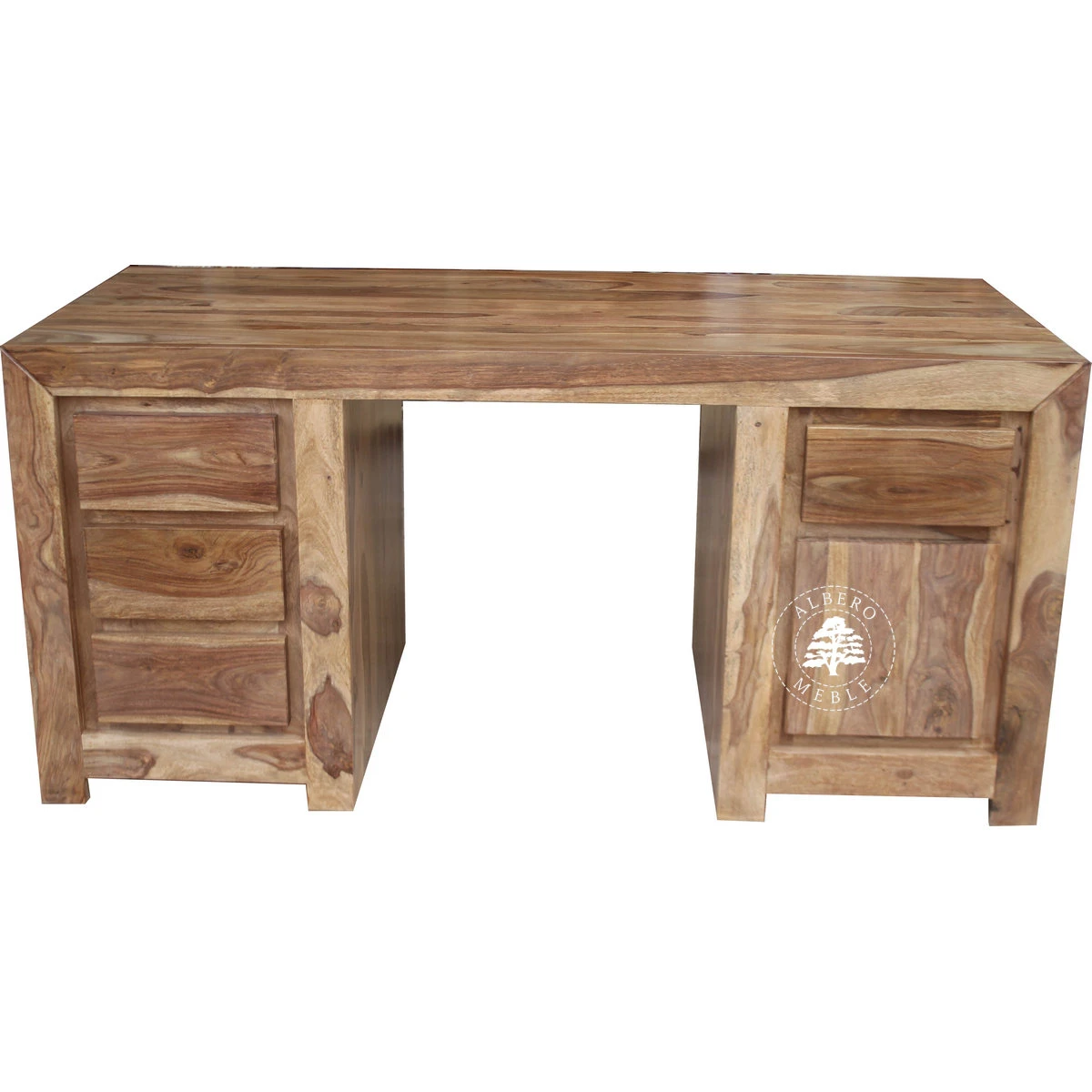 Duże nowoczesne biurko z naturalnego drewna palisander do g