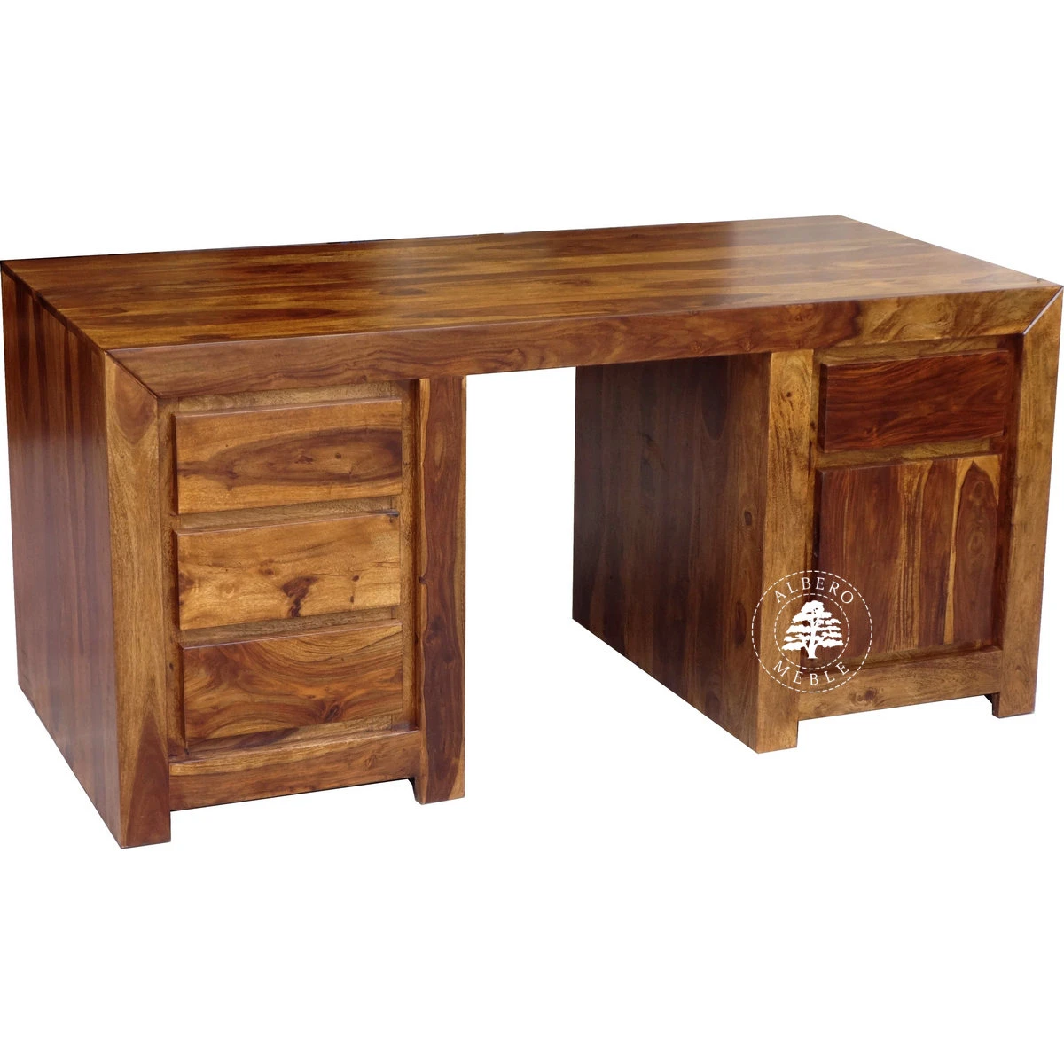 Duże nowoczesne biurko z naturalnego drewna palisander do g