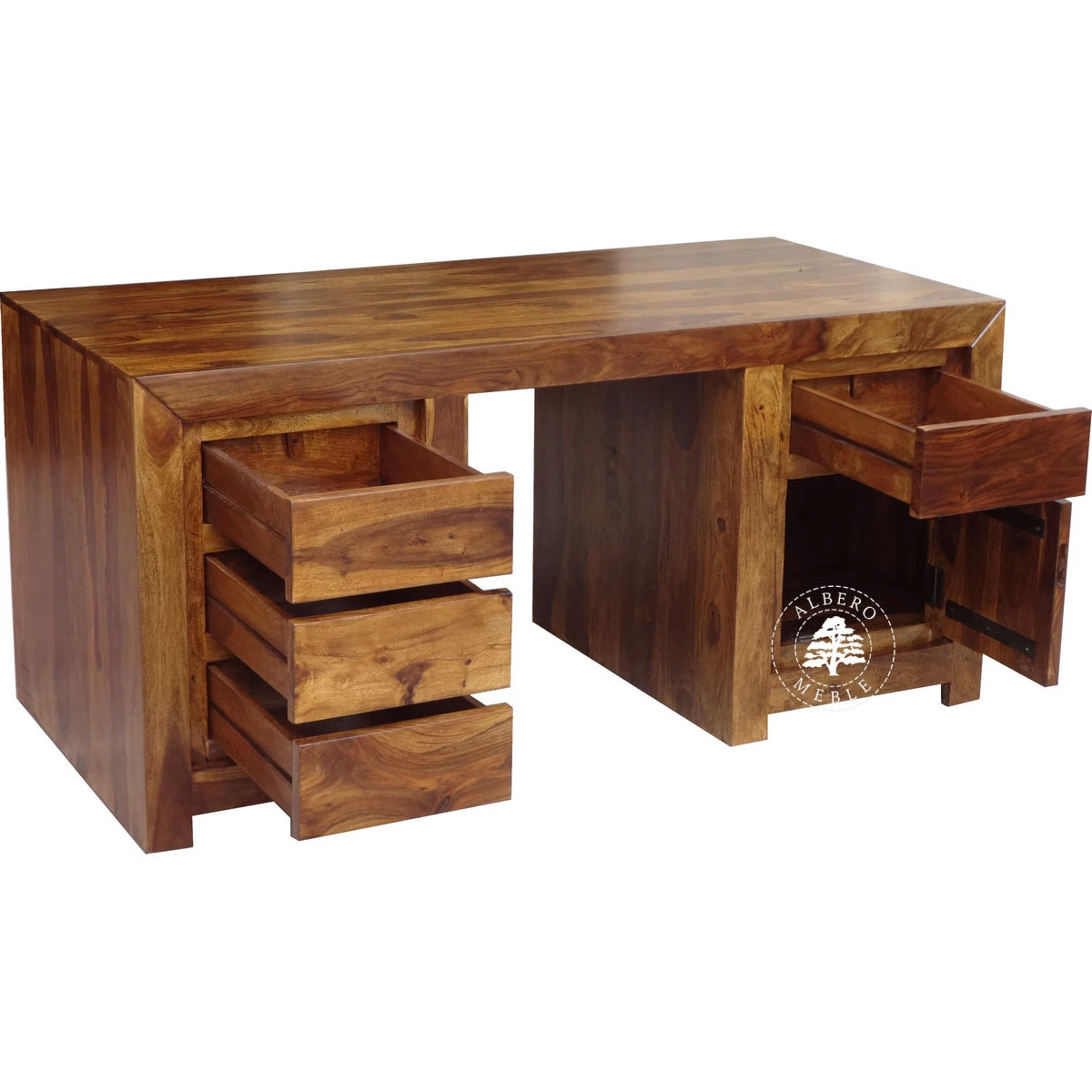 Duże nowoczesne biurko z naturalnego drewna palisander do g