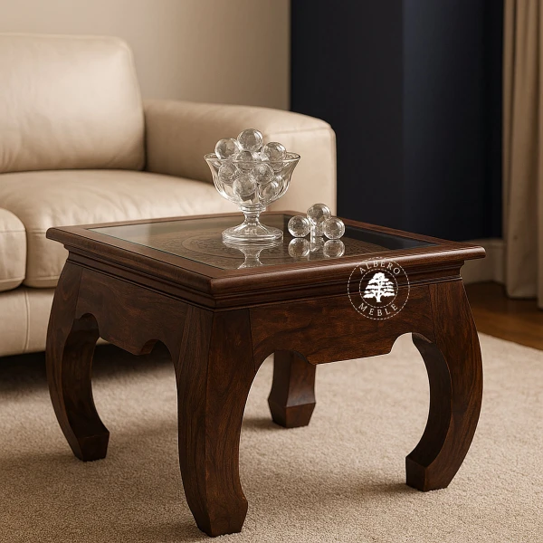 Ława kawowa drewniana ręcznie rzeźbiona Orissa