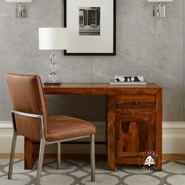 Nowoczesne biurko młodzieżowe z naturalnego drewna palisan