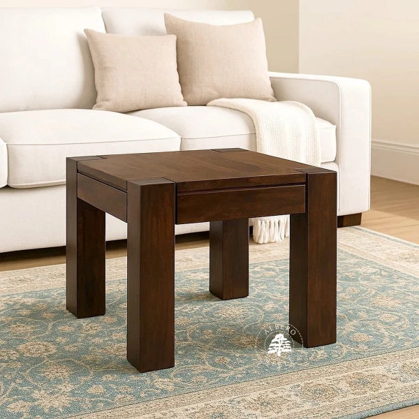 Mały nowoczesny stolik kawowy do salonu z litego drewna