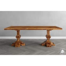 Stylowy stół z litego drewna na dwóch nogach