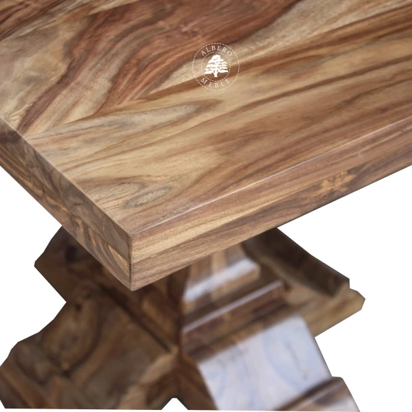 Stylowy stół z litego drewna na dwóch nogach