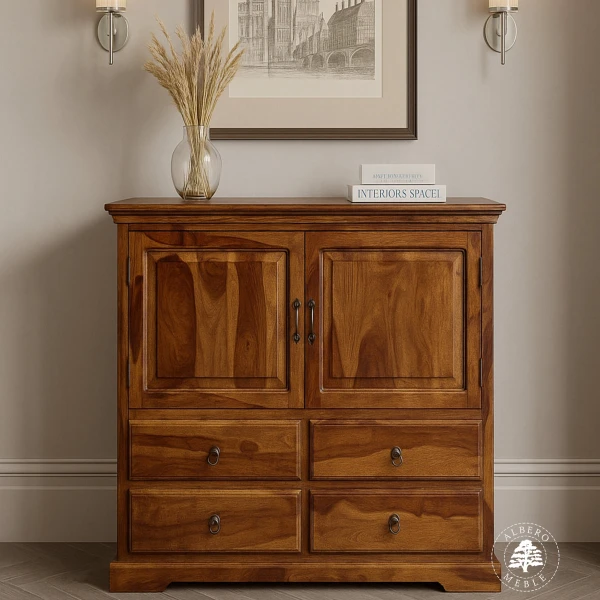 Duża klasyczna komoda drewniana do salonu