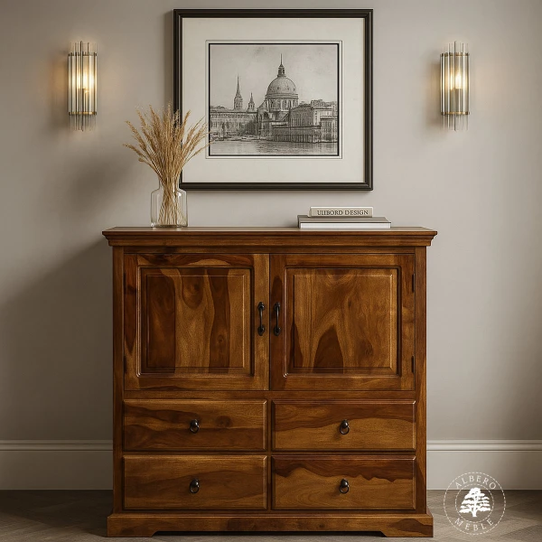 Duża klasyczna komoda drewniana do salonu