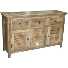 Jasna komoda z drewna mango z żaluzjowymi drzwiami