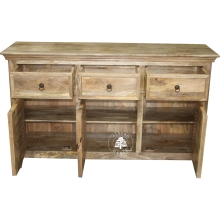 Jasna komoda z drewna mango z żaluzjowymi drzwiami