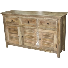 Jasna komoda z drewna mango z żaluzjowymi drzwiami