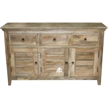 Jasna komoda z drewna mango z żaluzjowymi drzwiami