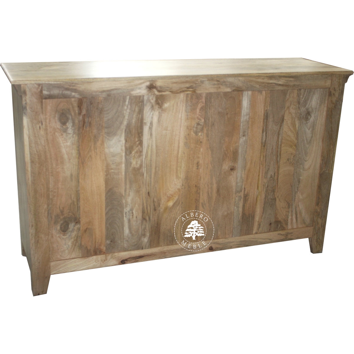 Jasna komoda z drewna mango z żaluzjowymi drzwiami