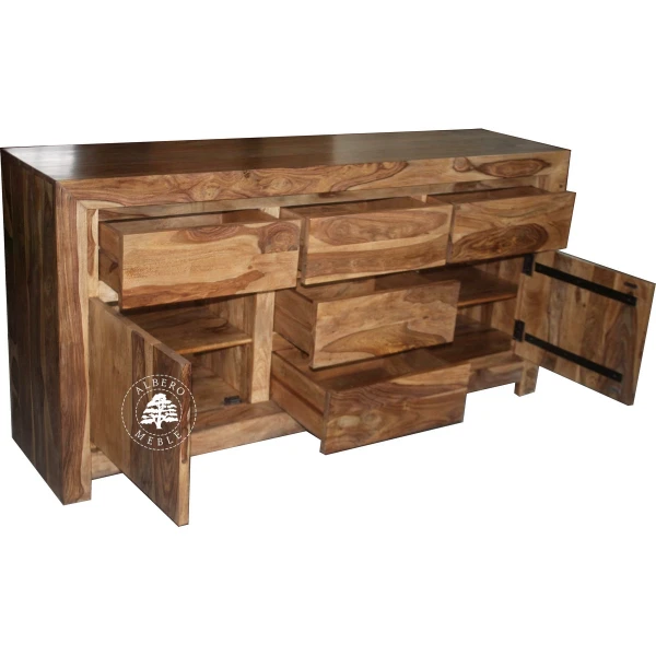 Duża komoda drewniana z czterema szufladami Goa