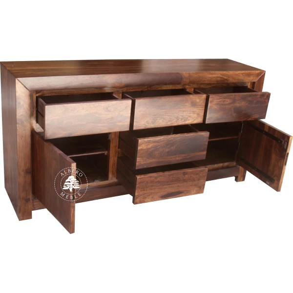 Duża komoda drewniana z czterema szufladami Goa