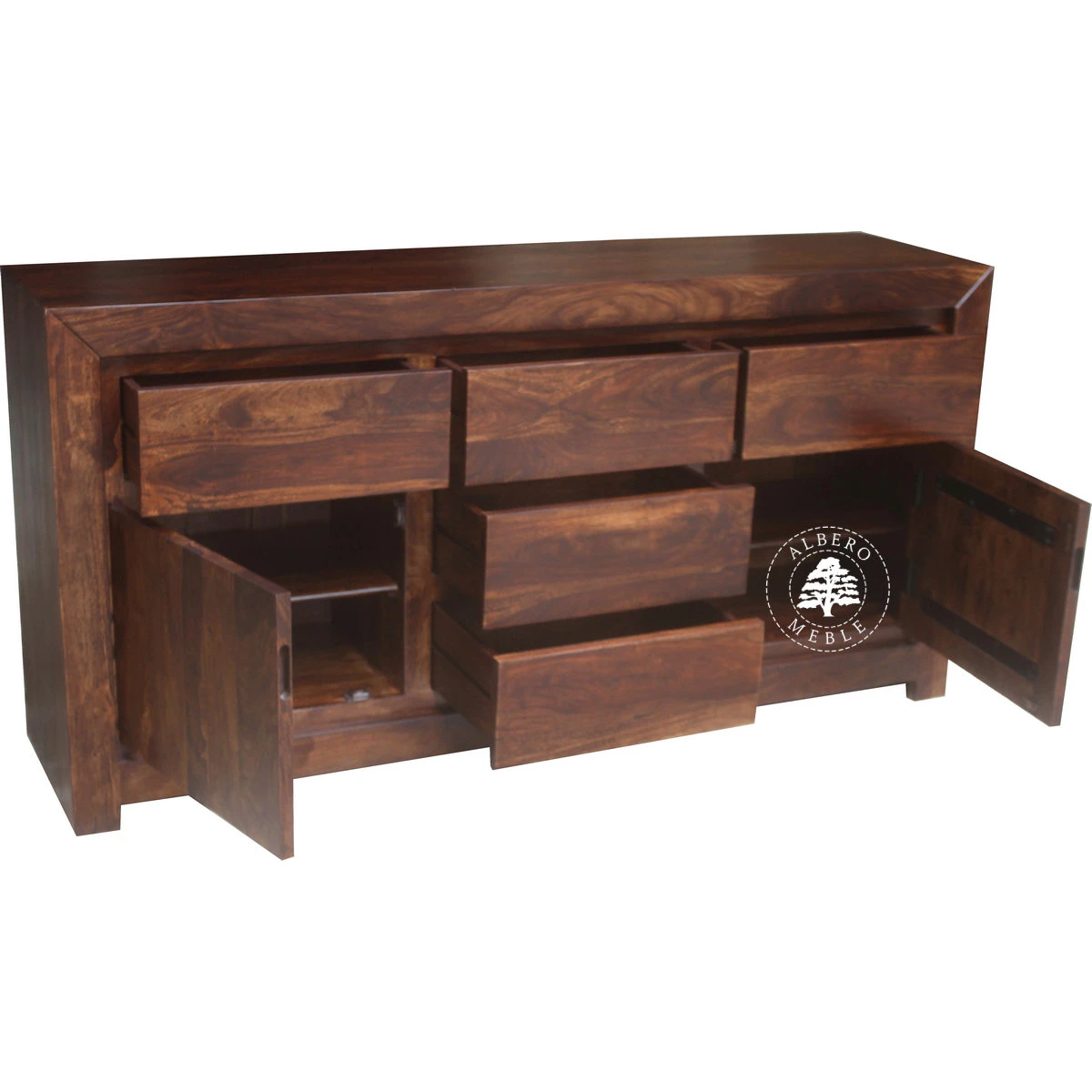 Duża komoda drewniana z czterema szufladami Goa