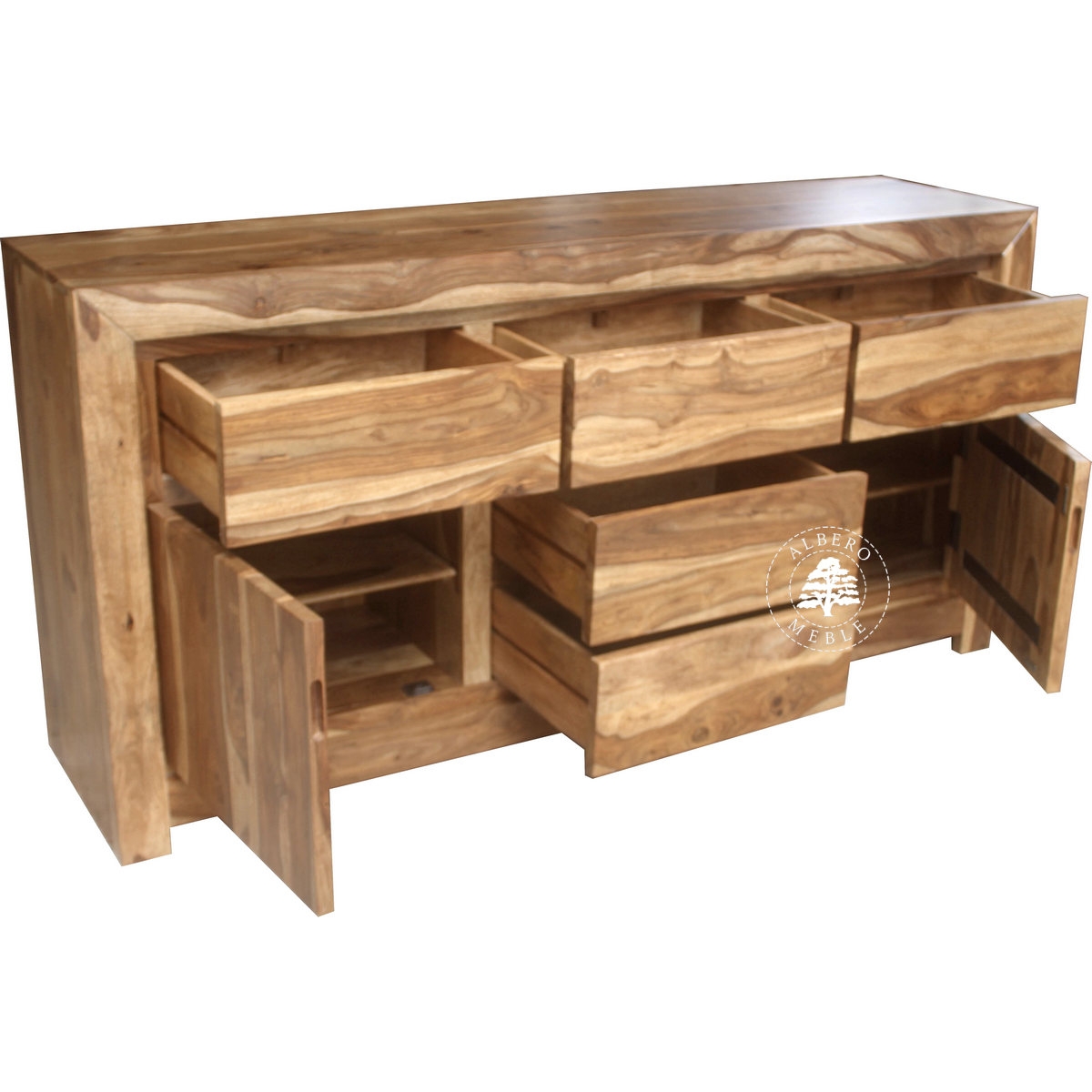 Duża komoda drewniana z czterema szufladami Goa