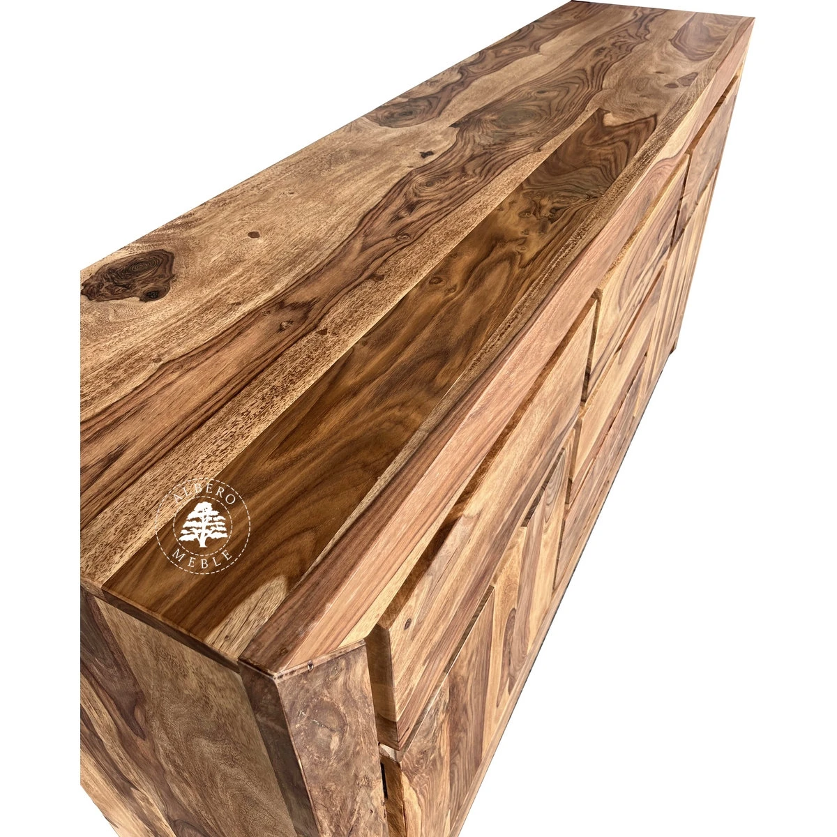 Duża komoda drewniana z czterema szufladami Goa