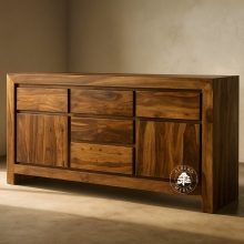 Duża komoda drewniana z czterema szufladami Goa