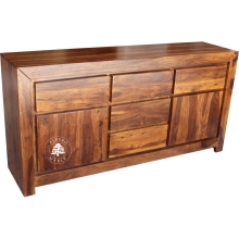 Duża komoda drewniana z czterema szufladami Goa