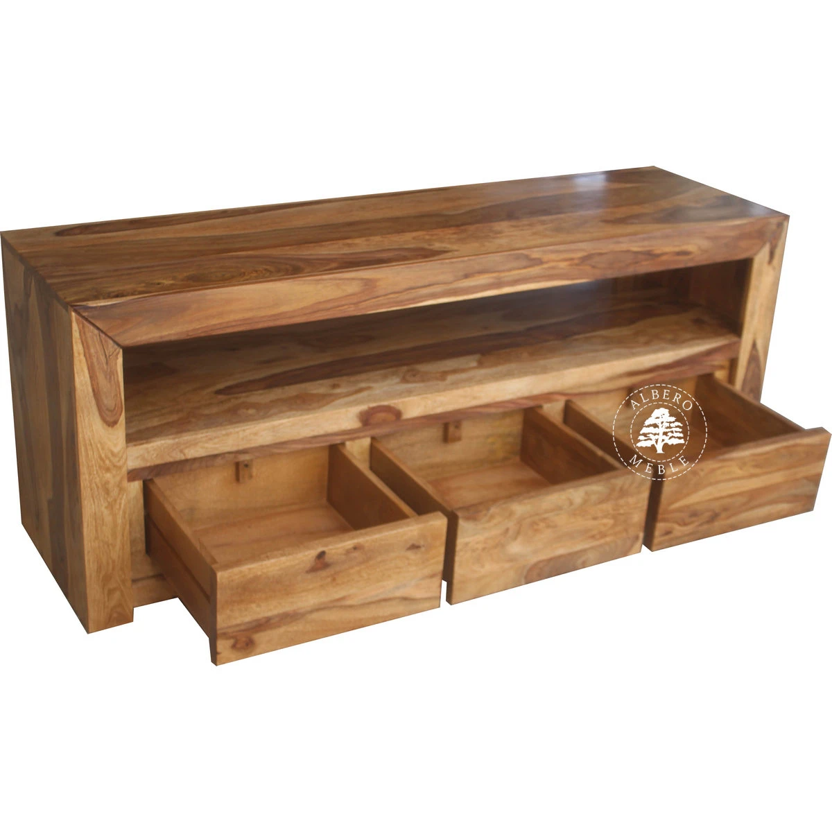 Prosta i nowoczesna szafka RTV z drzewa palisander