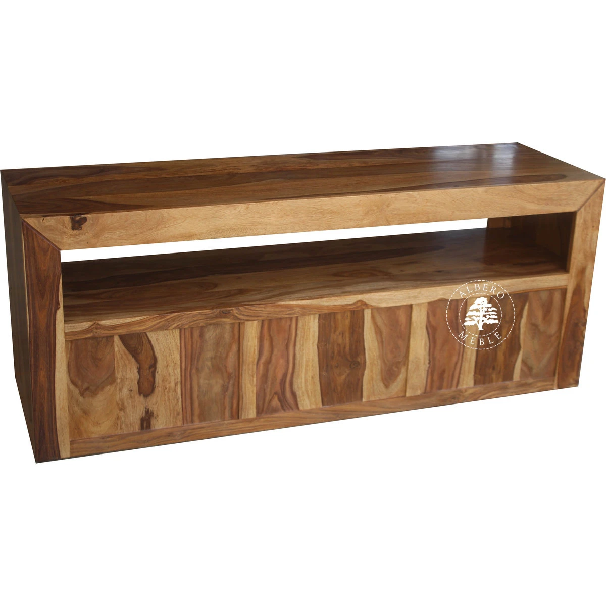 Prosta i nowoczesna szafka RTV z drzewa palisander