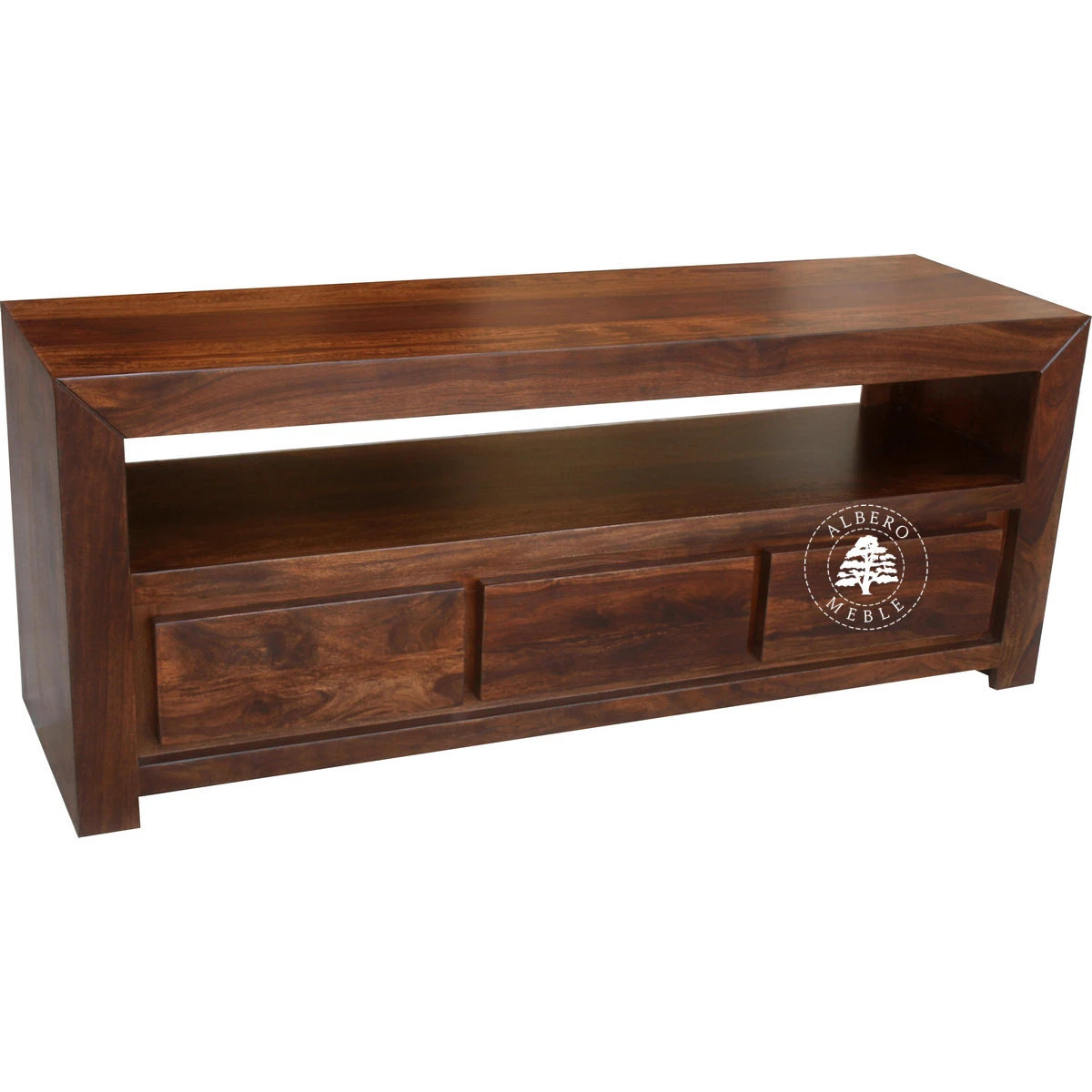 Prosta i nowoczesna szafka RTV z drzewa palisander
