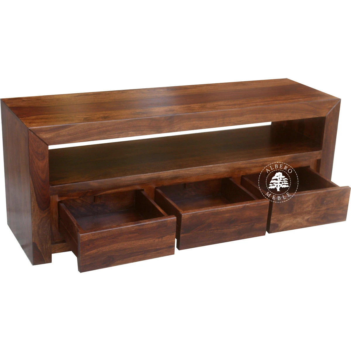 Prosta i nowoczesna szafka RTV z drzewa palisander
