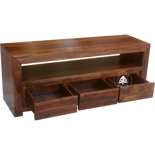 Prosta i nowoczesna szafka RTV z drzewa palisander
