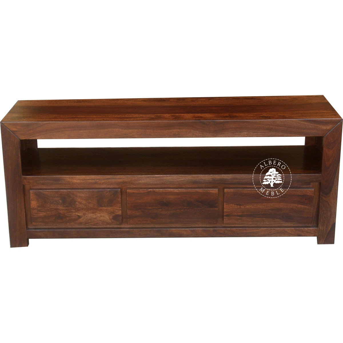 Prosta i nowoczesna szafka RTV z drzewa palisander