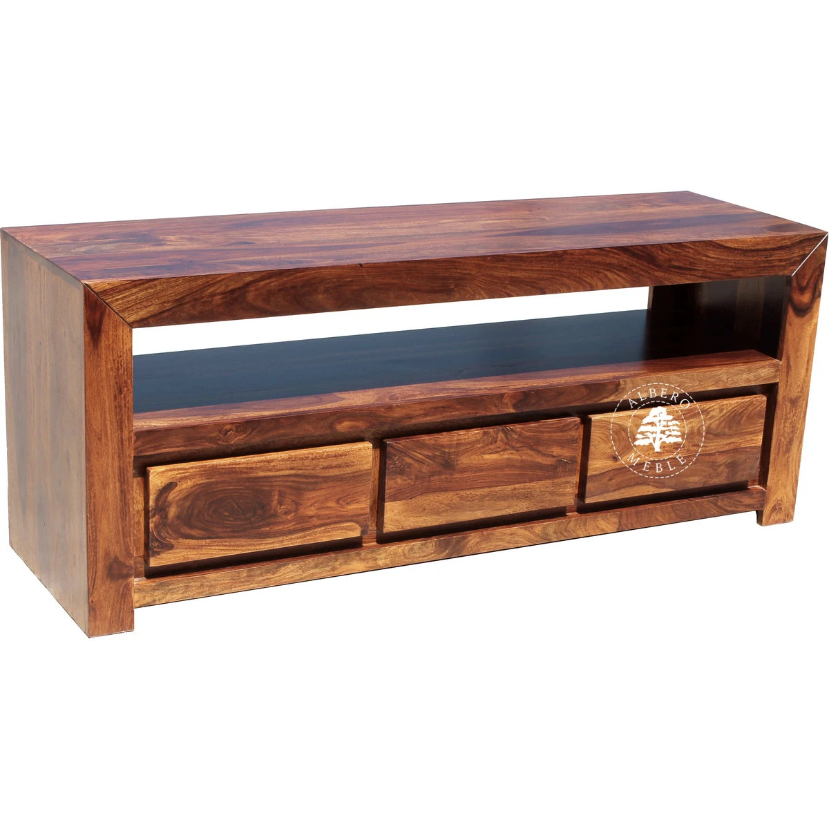 Prosta i nowoczesna szafka RTV z drzewa palisander