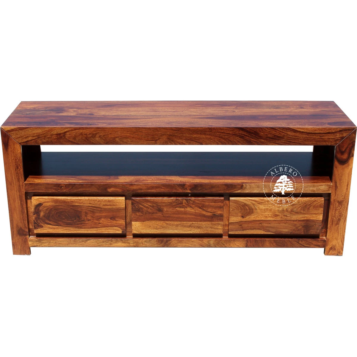 Prosta i nowoczesna szafka RTV z drzewa palisander