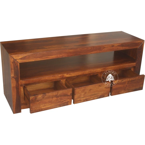 Prosta i nowoczesna szafka RTV z drzewa palisander